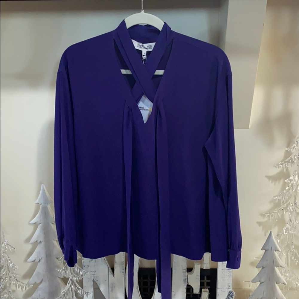 Diane Von Furstenberg Jessamine Tie Neck Blouse